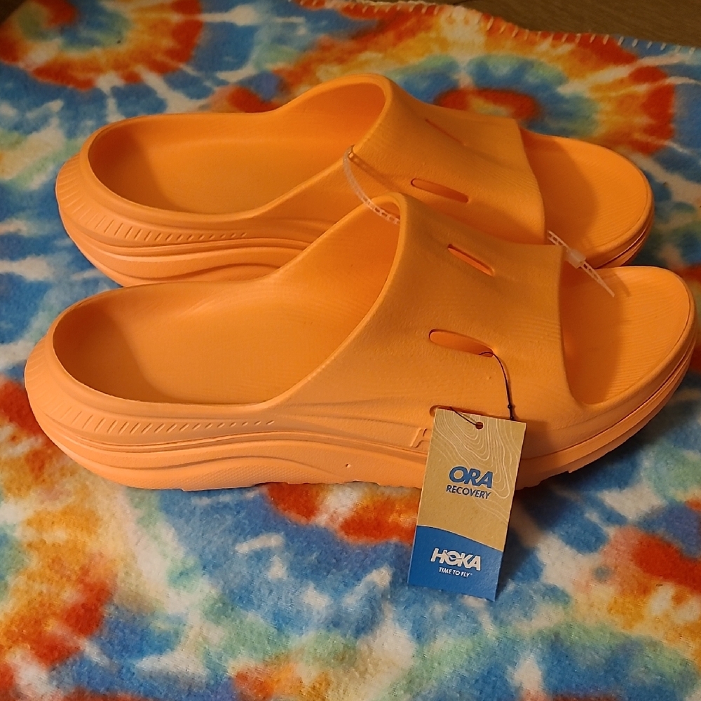 Hoka Ora Recovery Slides in Orange